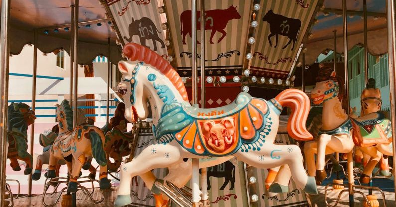Sleeve Theme - White and Blue Horse Carousel